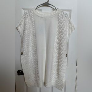 Off White Cable Knit Oversize Maternity to Nursing Sleeveless Vest - Size M/L